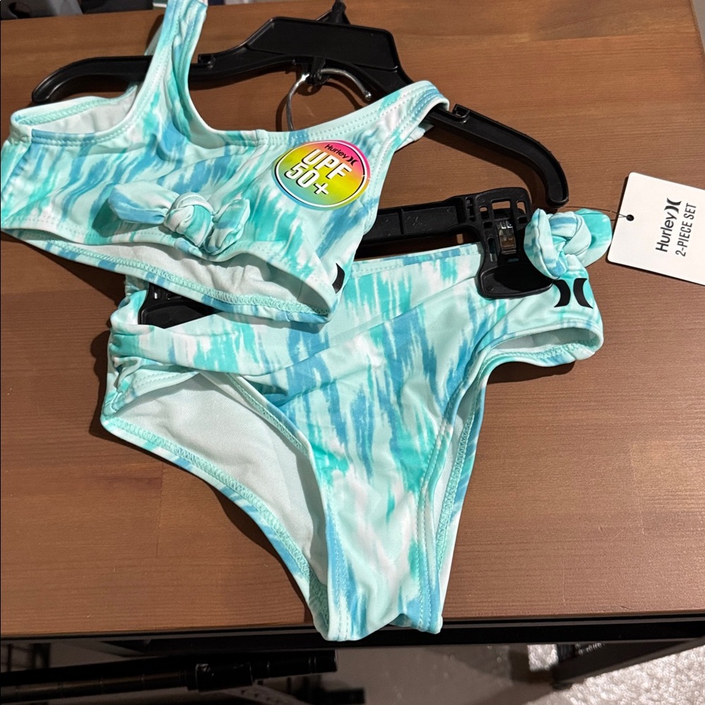 Girls Hurley Aqua Tie-Dye Swimsuit Set